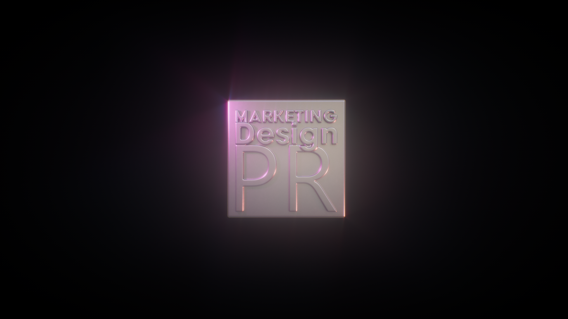 mdpr, marketing design pr metal shiny logo, with purple and red lighting